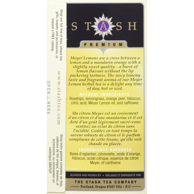 Stash Tea Meyer Lemon Herbal Tea 20 Count