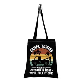 TSOTMO Camel Towing When It's Wedged In Tight We'll Pull It Out Tote Bag Sarcastic Funny Sayings Gift For Men Women (Camel tote)