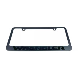 Jeep Wrangler Black License Plate Frame - Black Lettering
