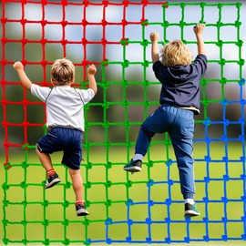 HARERNET Climbing Cargo Net Climbing Net for Kids Outdoor Spliced with 3 Colors Kids Outdoor Play Equipment Rope Ladder Jungle Gyms Playground Swingset Treehouse Obstacle Training (3.2×9.6FT)