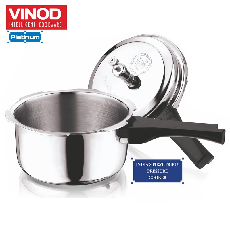 Vinod Platinum Triply Stainless Steel Outer Lid Pressure Cooker 1.5