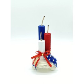 Homemade Home Decor Red White&Blue Wooden Firecrackers Patriotic Americana Set of 3