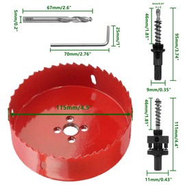 Luomorgo 4.5 inch Hole Saw, 1 1/4 inch Cutting Depth HSS Bi-Metal Hole Cutter for Wood Cornhole Boards Plastic Drywall & Metal Sheet
