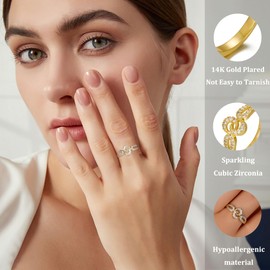 SHINYTE CATALINE 14K Gold Rings for Women, Exquisite Cubic Zirconia Jewelry, Perfect for Daily & Gift, 5.5, Stone, Created Diamond