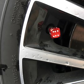 JNNJ Pack of 8 Car Valve Caps Cover, Car Valve Aluminium Caps, Tyre Valve Caps Cube, Tyre Valve Dust Caps Universal Replacement for Vans Car (Red)