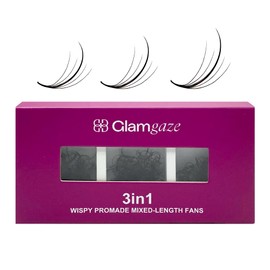 GLAMGAZE 750 Wispy Promade Fans - 9D CC Curl 0.05mm Thickness 11-13mm Mixed Length - Handmade Wispy Eyelash Extensions Loose Premade Lash Fans Soft Spikes Volume Lash Natural Look