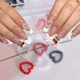 3D Heart Nail Art Decorations Love Heart Resin Pearl Nail Glitter Sequins Heart Nail Shiny Accessories Designs Acrylic Supplies for Women Girls Manicure Art Charms Heart Nail Gems Diamond