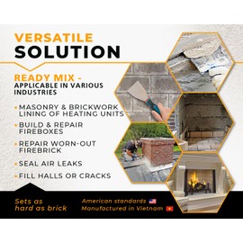 GIRtech Refractory Cement Mortar 5 LB 2400 Degree High Temp Heat Resistant Liquid Mix for Repairing & Masonry, Fire Brick Lining Fire Pit, Fireplace, Kiln, Furnace, Forge