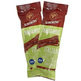 Dry Thin Beef & Pork Kabanos, Italian Style Kabanosy, Cooked, Smoked and Dried Pork Sausage, Polish Traditional Meat 4.2 oz | 120g (pack of two)