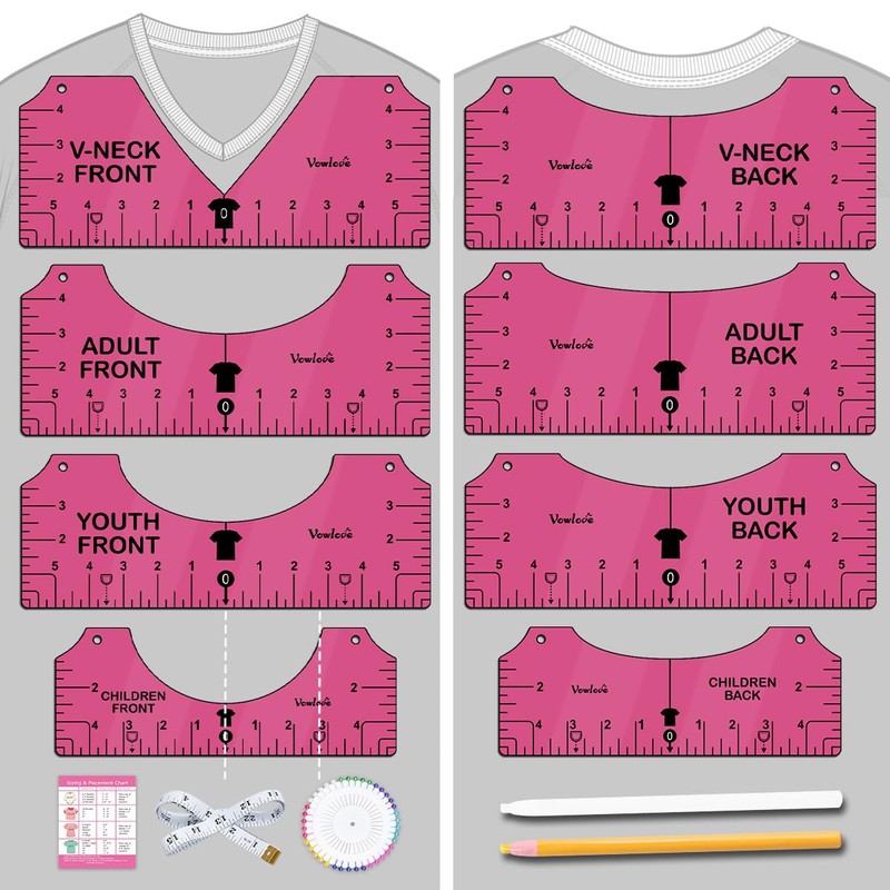 Vowlove Tshirt Ruler Guide for Vinyl Alignment: T Shirt Rulers