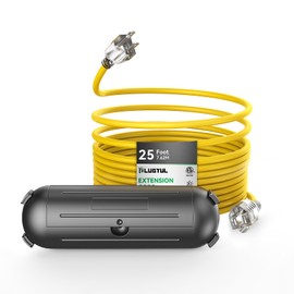 Outdoor Extension Cord 25FT and Outdoor Extension Cord Cover, NEMA 5-15P to NEMA 5-15R SJTW 16AWG, 125V 13A 1625W, ETL Listed
