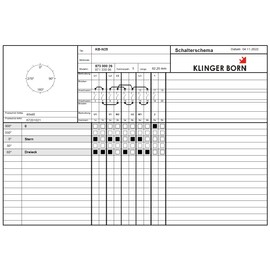 KlingerBorn KB-N25 | Star Triangle Switch | Cam Switch | 25 A, 5-Pin | Aperture 48 x 48 mm, Black/Silver, Black Toggle | Switching Angle 60° | With Additional Contact | Made in Germany
