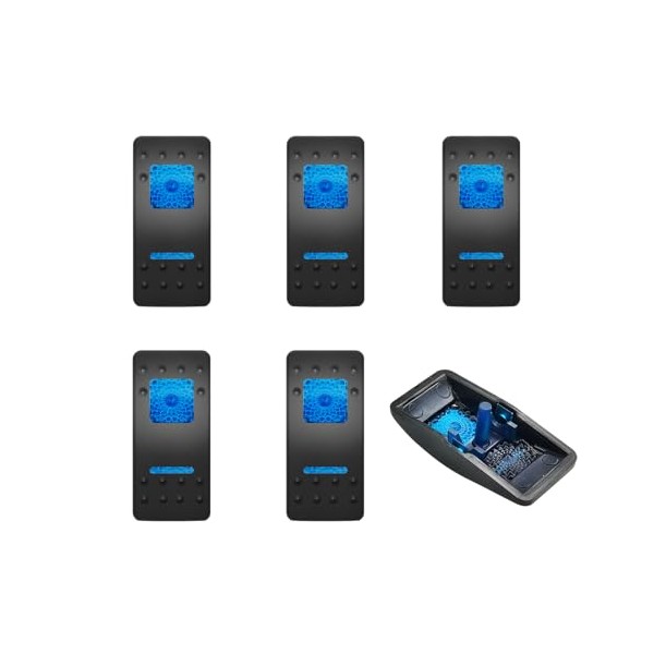 BACAUTOPARTS 6 Pack Dual Blue Lens Marine Boat Rocker Switch