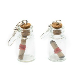 Miniblings Earrings Valentine Message Bottle Post Your Own Hangers Glas