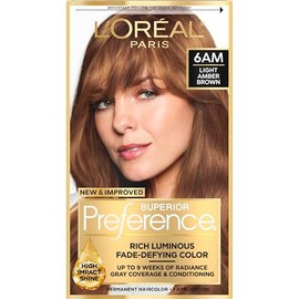 L'Oréal Paris Superior Preference Fade-Defying + Shine Permanent Hair Color, 6AM Light Amber Brown (1 Kit) Hair Dye