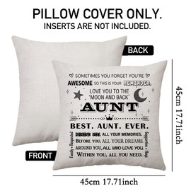 Aconesong Aunt Gifts Auntie Cushion Cover Gifts for Aunt Birthday from Niece Nephew Idea Christmas Retirement Gift for Auntie Cushion Case Best Aunt Ever Gift Decoration Throw Pillow Cover (Aunt)