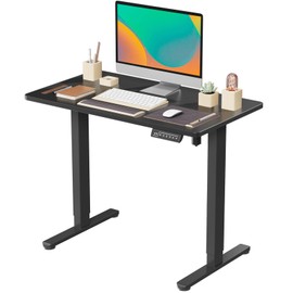JOY worker Small Electric Standing Desk, 35" x 20" Whole Piece Height Adjustable Desk with Memory Controller, Black Sit to Stand Desk Workstation for Home Office