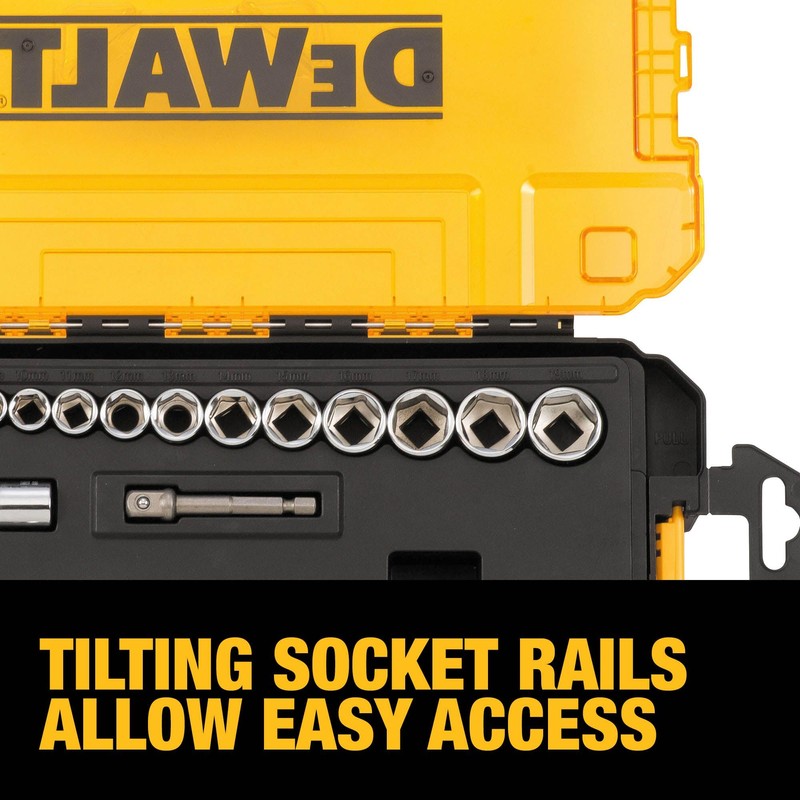 DEWALT Socket Set, 1/4-Inch & 3/8-Inch Drive, SAE/Metric, 34-Piece (DWMT73804)