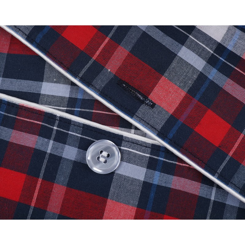 Vulcanodon Men's Short Pyjamas 100% Cotton Summer Shorty Pyjamas Checked