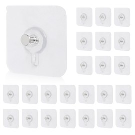 TEESSUE 24 Pcs Nail Free Stickers for Walls,Wall Hangers Without Nails,Drill Free Adhesive Hooks,Bathroom Glass Window Hooks