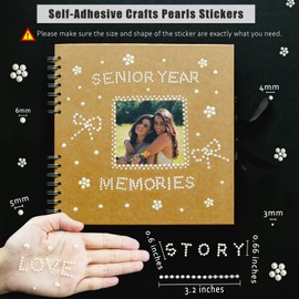 570 Pcs Pearl Stickers Craft Pearls, Self Adhesive Small Pearls Alphabet Letter Stickers for Crafts, Stick On Pearls Stickers for Scrapbook, Crafting, Hair Face Makeup