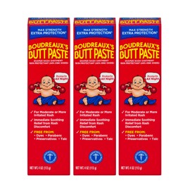 Boudreaux's Butt Paste Maximum Strength Diaper Rash Ointment, 4 Ounce , 3 Count (Pack of 1)