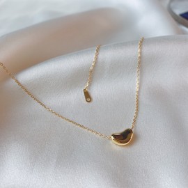 14k necklace daily layered heart empty silver pendant pink gold 41cm / 14k 목걸이 데일리 레이어드 하트 빈 은 펜던트 핑크골드 (Pink Gold)  41cm