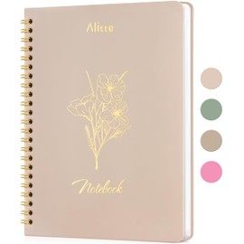 Notebooks for Work, Small Cute Beige Hardcover Spiral Journal 6x9, 100 Pages | Aesthetic College Ruled Notebooks & Writing Pads for Women, Students, Office, School, Premium Thick Paper