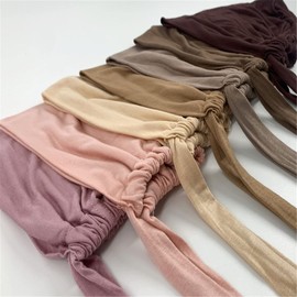 3 Pieces Adjustable Muslim Inner Under Hijab Cap with Ties Back Islamic Under Scarf Bonnet Caps Chemo Cap, Black, One Size