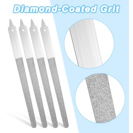 4PCS Diamond Nail File, 6 inch Stainless Steel Diamond Dust Nail File, Stainless Steel Nail Filer for Salon Home