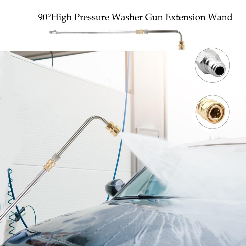 Pressure Washer Extension Wand, 2Pcs Extension Lance (15"/38cm) + 90°Curved