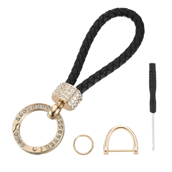 MECCANIXITY Weave Key Chain Ring Braided Rope Leather Keychain with