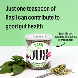 JUX Freeze-Dried Basil 2-Pack | 100% Natural & Nutrient-Rich | Rehydrates Instantly for Cooking, Sauces & Garnishing | Long Shelf Life | Equals 40 Packets of Fresh Basil | No Additives, Vegan (14g)