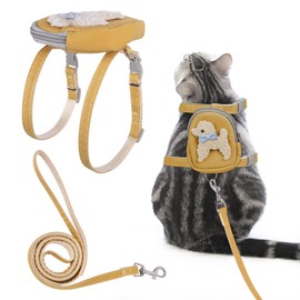 Plliocse Adjustable Cat Harness and Lead Set, Lightweight Cat Vest Harness for Small Medium Large Cats (Yellow,S)