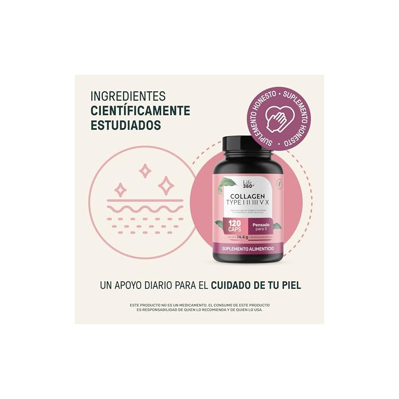 Life 360+ Suplemento Alimenticio a Base de Collagen Type, 120