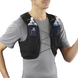 Salomon Adv Hydra Vest 4 Unisex Running waistcoat with included Flask, Comfort and stability, Quick access to hydration, Simplicity, Black, M
