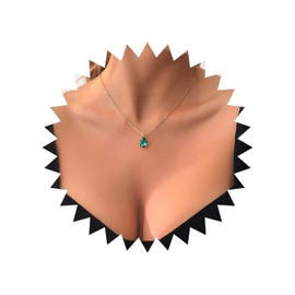 Allereyae Vintage Crystal Emerald Pendant Necklace Teardrop Emerald Necklace Green Emerald Choker Necklace Gold Waterdrop Necklace Jewelry for Women (Green)