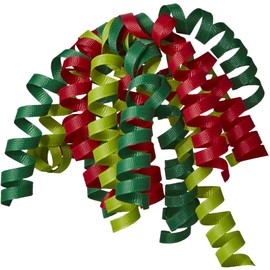 Jillson Roberts 6-Count Christmas Self-Adhesive Grosgrain Gift Wrap Curly Bows, Red/Green/Lime
