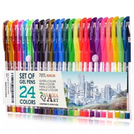 VaOlA ART Color Gel Pens, 24 Gel Pens, Gel Pens for Kids,Pen Sets for Girls for Spirograph