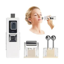FINYQBET Dispositivo de Terapia Facial 2 en 1, Portátil | 2 Cabezales de masaje, Limpieza Profunda + Anti-Edad, Tratamiento Facial en Casa para Arrugas/Acné/Piel Seca