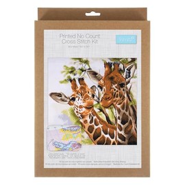 Crafty Capers Giraffes | Cross Stitch Kit | No Count | Colour Printed | 58cm x 58cm