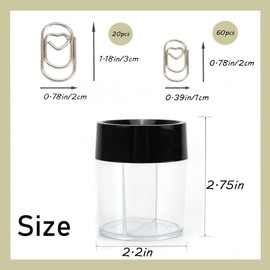 Fatty Shape Paper Clips Dual-Size (0.8/1.2Inch) Anti-Rust Non-Slip Design, 80-Pack Multi-Color Set with Magnetic Paper Clips Holder for Office School