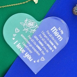 Mum Birthday Gifts Acrylic Heart Shaped Home Decoration,Gifts for Mum on Mother Day Valentines Day, Best Mum Gifts from Daughter and Son,Unique Gift for Loved One