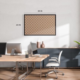 U Brands Cork Bulletin Board, 36" x 24", Black Wood Style Frame, Quatrefoil Design Print, Industrial Grade Pinning Surface