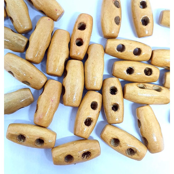 MajorCrafts 44pcs 15mm 2 Holes Small Sewing Oval Toggle Wood