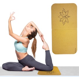 Enssy Cork Knee Pad Mat, 8 mm Thick, Foldable, Lightweight, for Yoga, Exercise, Gymnastics, Floor/Chair Protection