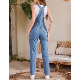 Odefou Bib Overalls for Women Fashion Jean Jumpsuit Adjustable Strap Coveralls, No. 1 Blue, XX-Large