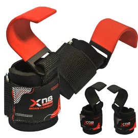 XN8 Weight Lifting Hooks Straps Neoprene Padded Wrist Grips Adjust Hook for Powerlifting- Weightlifting-Bodybuilding-Strength Training & Workout-Great for Deadlift-Shrugs-Chin Up And Dumbbell Rows