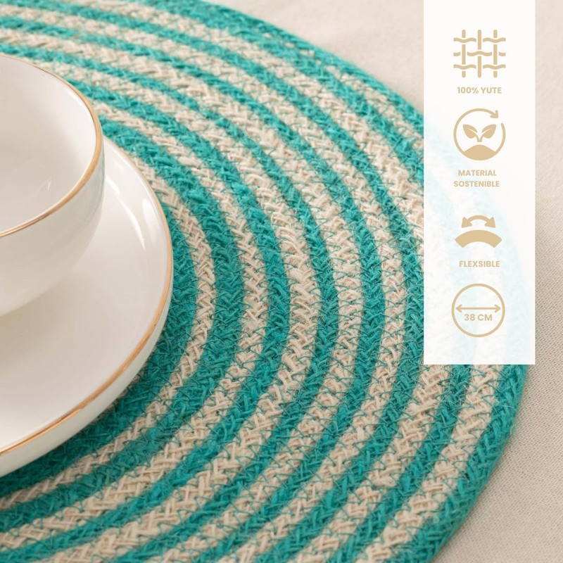 Round Placemats, Jute Placemat, Natural Handmade, 38 x 38 cm,