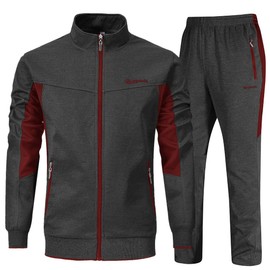 YSENTO Men's Sets Outfits 2 Piece Gym Workout Tracksuits Sweatsuits Track Suits Zipper Pocketsts Grey S